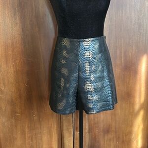 Black Lizard Faux Leather Shorts L